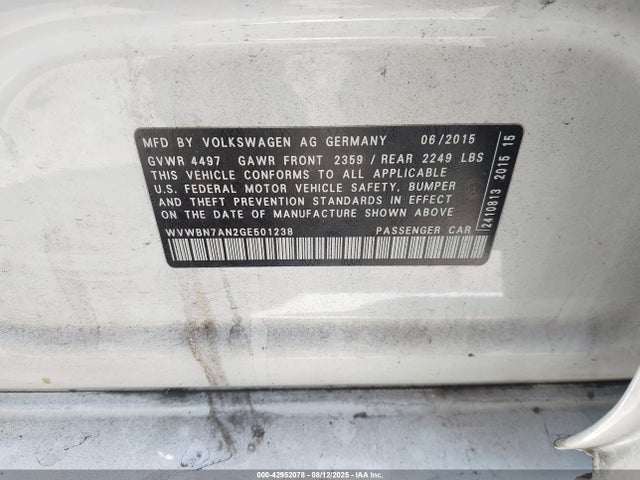WVWBN7AN2GE501238 Volkswagen CC