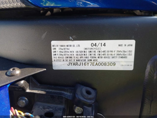 Yamaha Yzf-r6 2014 JYARJ16Y7EA008309 Image 10