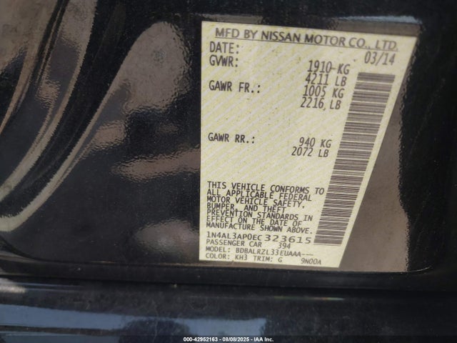 1N4AL3AP0EC323615 Nissan Altima
