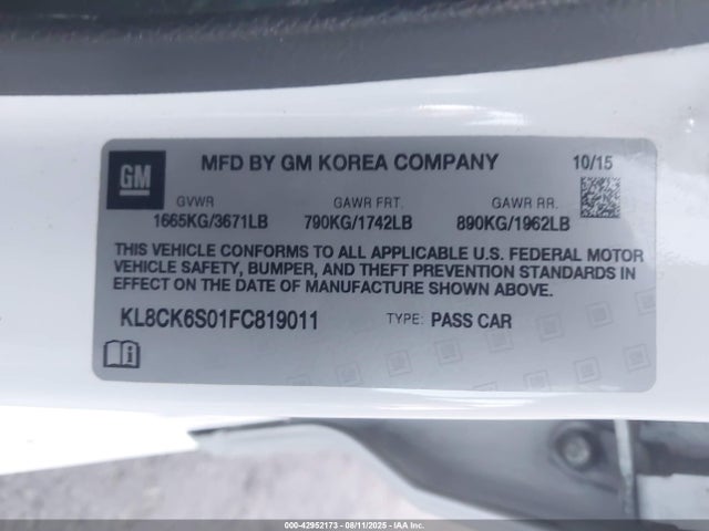 Chevrolet en0 2015 KL8CK6S01FC819011 Image 9