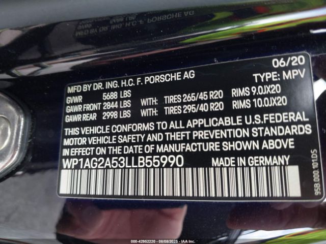 2020 PORSCHE MACAN WP1AG2A53LLB55990 Photo 8