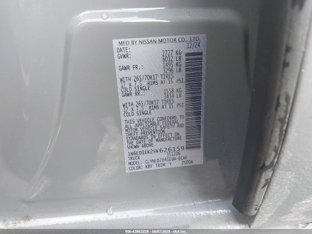 Nissan Frontier 2025 1N6ED1EK2SN626159 Image 9