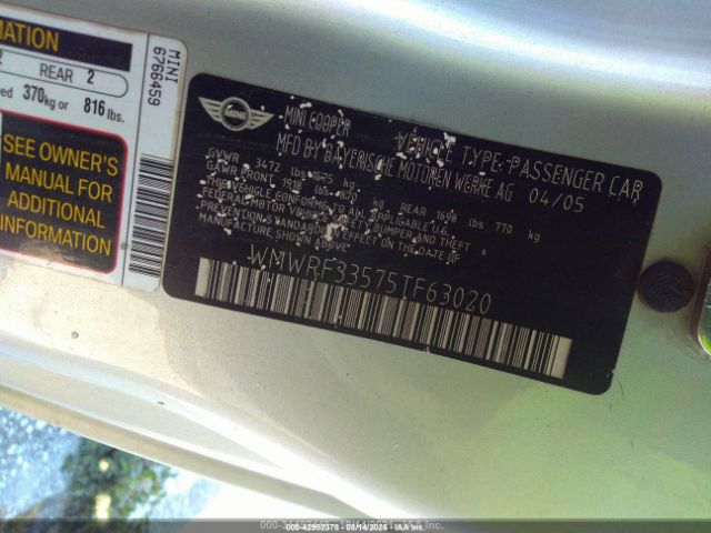 2005 MINI COOPER WMWRF33575TF63020 Photo 8