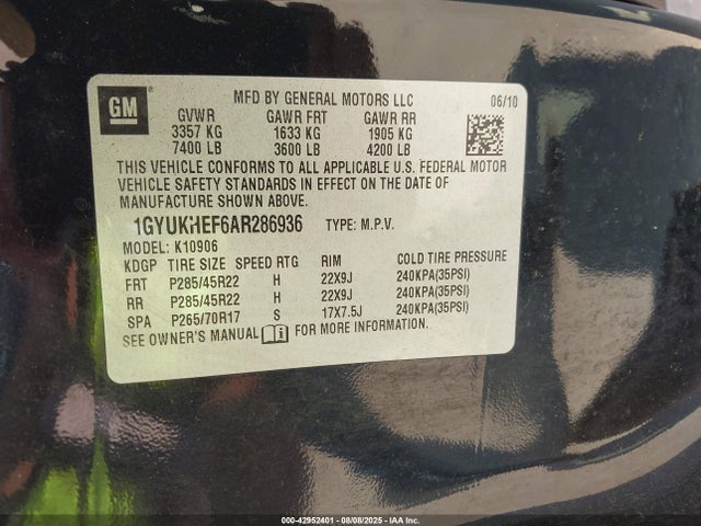 2010 CADILLAC ESCALADE ESV 1GYUKHEF6AR286936 Photo 8