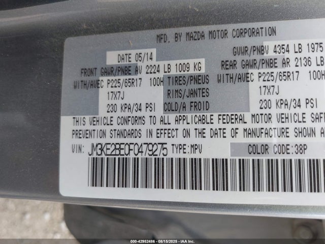 Mazda pe 2015 JM3KE2BE0F0479275 Image 9