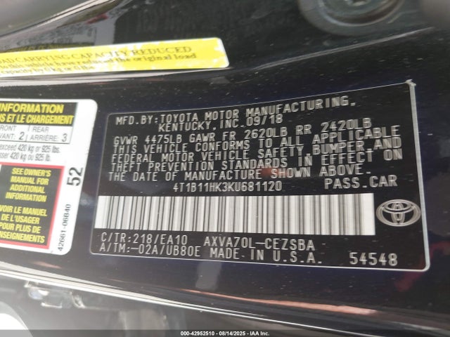 4T1B11HK3KU681120 Toyota a25a-fks