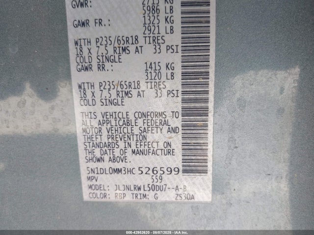 5N1DL0MM3HC526599 Infiniti 2017