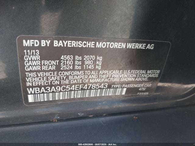 BMW 2014 2014 WBA3A9C54EF478543 Image 9