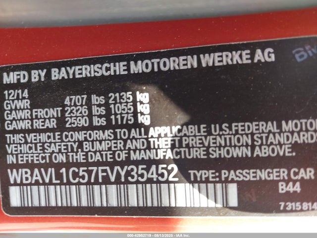 WBAVL1C57FVY35452 BMW X1