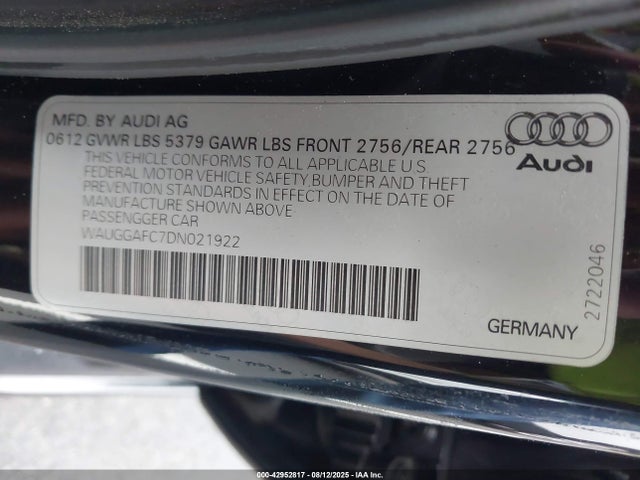 2013 AUDI A6 WAUGGAFC7DN021922 Photo 8