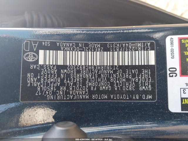 2T1BURHE9HC892302 Toyota 2zr-fe