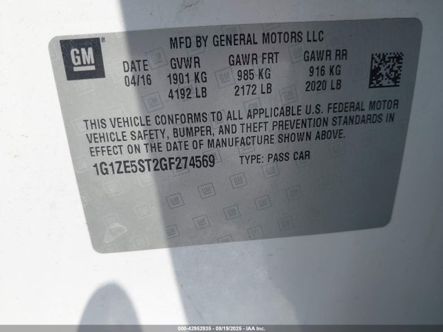 1G1ZE5ST2GF274569 Chevrolet lfv - di: direct injection, vvt, gen1 gmna