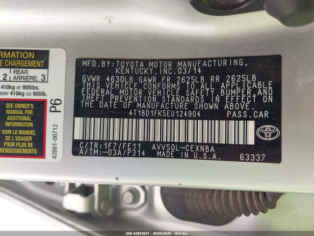 4T1BD1FK5EU124904 Toyota 2ar-fxe+2jm
