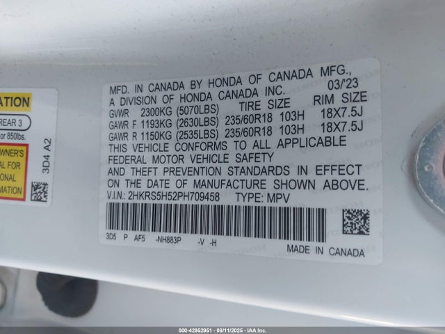 2HKRS5H52PH709458 Honda lfc3
