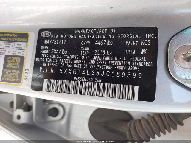 5XXGT4L38JG189399 KIA gdi