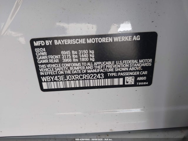 WBY43EJ0XRCR92243 BMW 2024