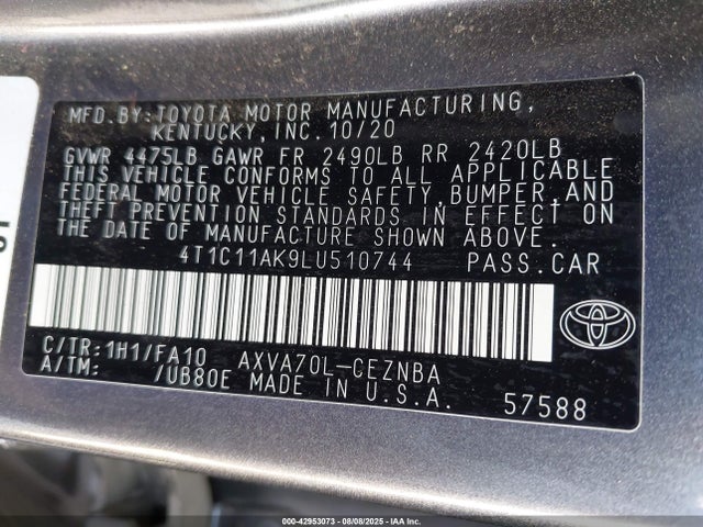 4T1C11AK9LU510744 Toyota a25a-fks