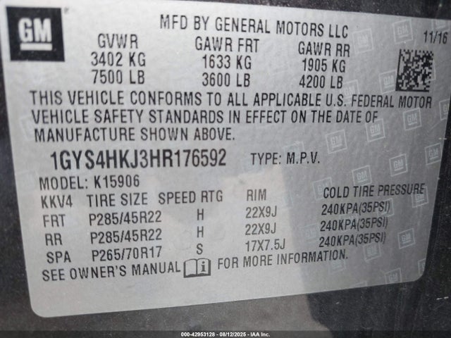 2017 CADILLAC ESCALADE ESV 1GYS4HKJ3HR176592 Photo 8