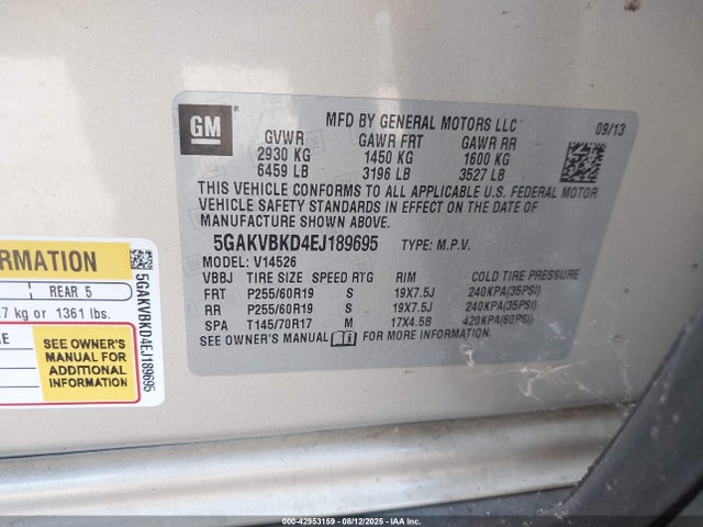 Продажа на аукционе авто 2014 Buick Enclave Leather, vin: 5GAKVBKD4EJ189695, номер лота: 42953159