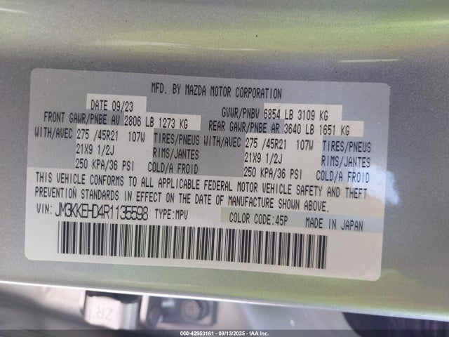 JM3KKEHD4R1135598 Mazda h3 low