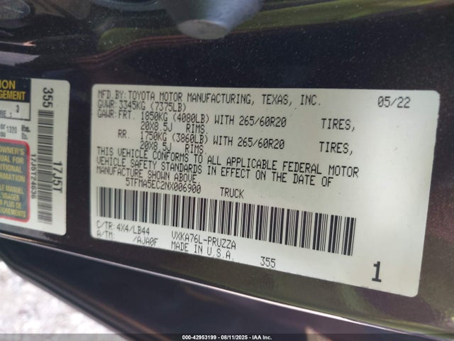 Toyota v35a-fts 2022 5TFMA5EC2NX006900 Image 9