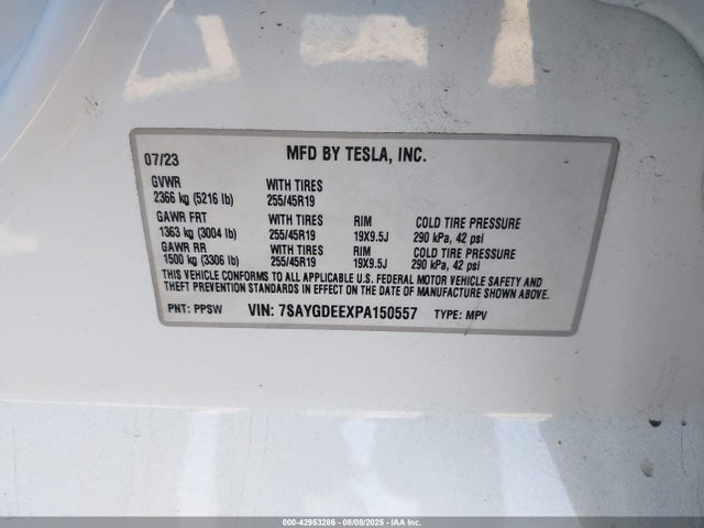 2023 TESLA MODEL Y 7SAYGDEEXPA150557 Photo 8