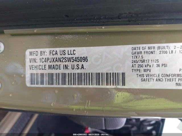 1C4PJXAN2SW545096 Jeep Wrangler 2-door Sport S 4x4