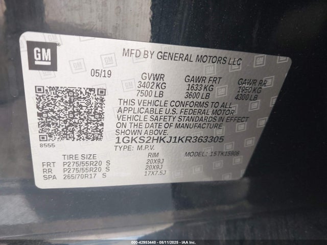 Продажа на аукционе авто 2019 Gmc Yukon Xl Denali, vin: 1GKS2HKJ1KR363305, номер лота: 42953440