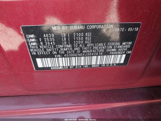 4S3BNEN6XJ3042616 Subaru u4