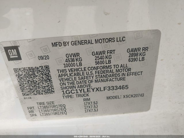1GC1YLEYXLF333465 Chevrolet l5p - di, duramax, gen 5, var. 1