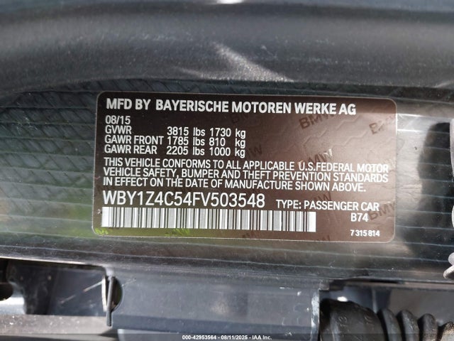 BMW I3 2015 WBY1Z4C54FV503548 Image 9