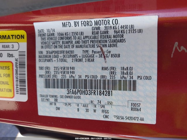 Ford 2015 2015 3FA6P0HD3FR184281 Image 9