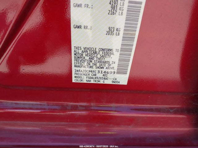 1N4AZ0CP4FC314699 Nissan 2015