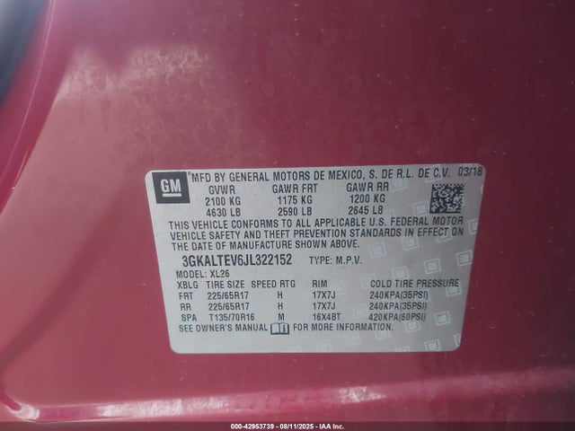 3GKALTEV6JL322152 GMC lyx - direct injection, vvt, fgt, turbo, alum, gen 1
