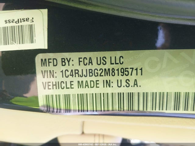 1C4RJJBG2M8195711 Jeep GRAND CHEROKEE L