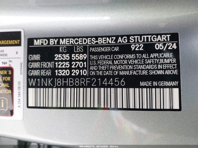 W1NKJ8HB8RF214456 Mercedes-Benz m139