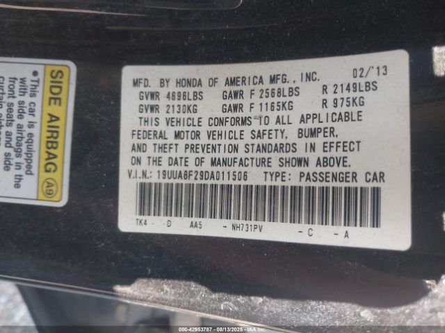 2013 ACURA TL 19UUA8F29DA011506 Photo 8