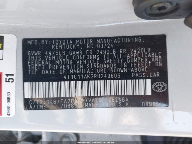 4T1C11AK3RU249605 Toyota a25a-fks