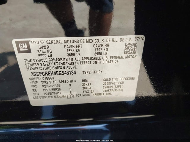 3GCPCREH4EG546134 Chevrolet lv3 - vvt, aluminum, e85 max