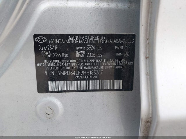 5NPD84LF9HH183267 Hyundai Elantra