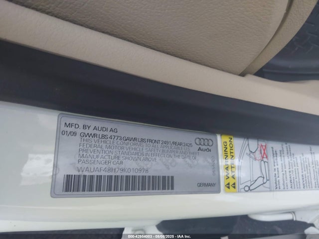 2009 AUDI A4 WAUAF48H79K010978 Photo 8