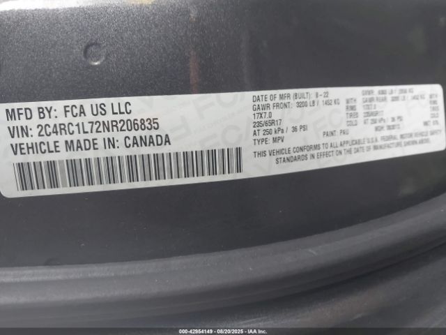 2022 CHRYSLER PACIFICA HYBRID 2C4RC1L72NR206835 Photo 8