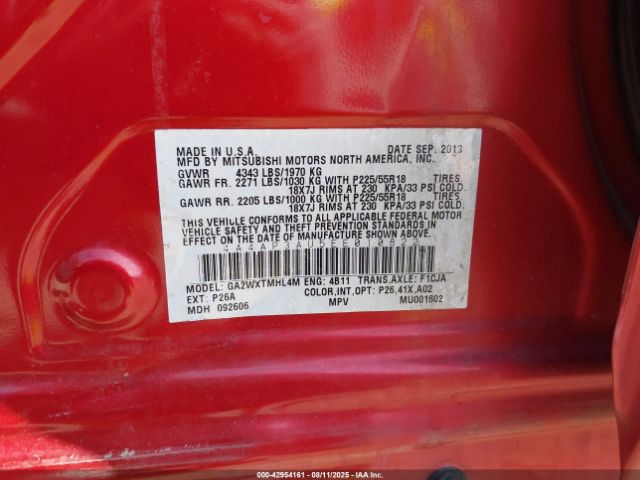 2014 MITSUBISHI OUTLANDER SPORT 4A4AP3AU5EE010822 Photo 8