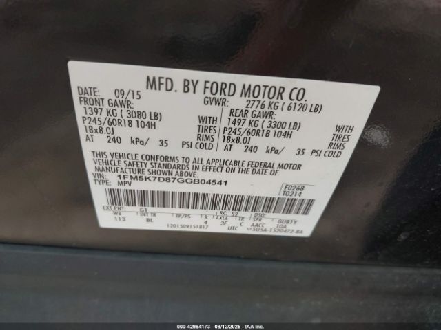 2016 FORD EXPLORER 1FM5K7D87GGB04541 Photo 8