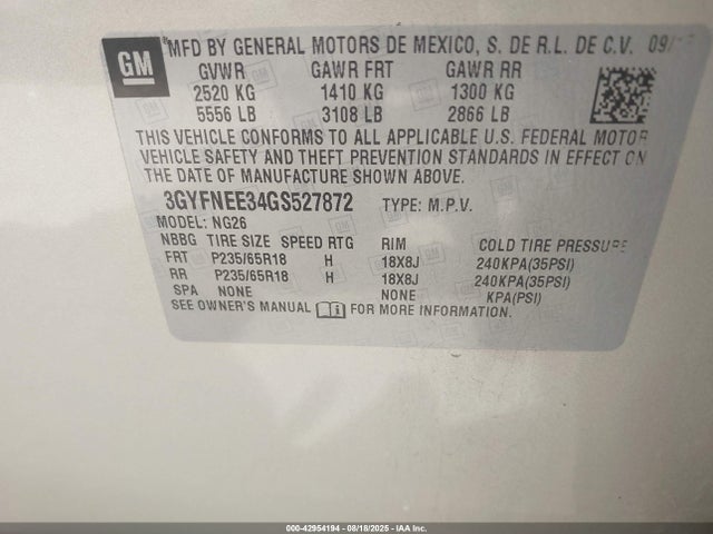 2016 CADILLAC SRX 3GYFNEE34GS527872 Photo 8