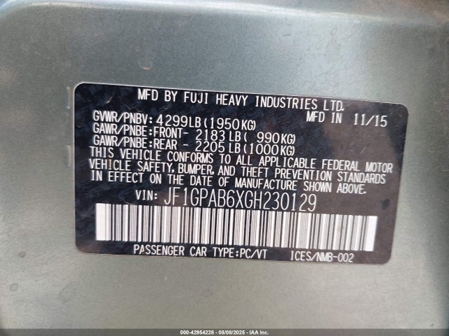 JF1GPAB6XGH230129 Subaru 2.0l na