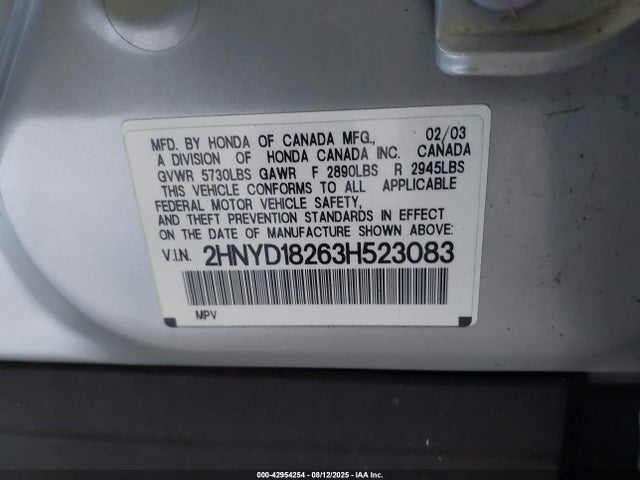 2003 ACURA MDX 2HNYD18263H523083 Photo 8