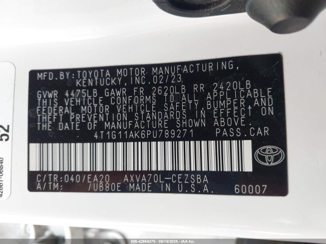 4T1G11AK6PU789271 Toyota a25a-fks