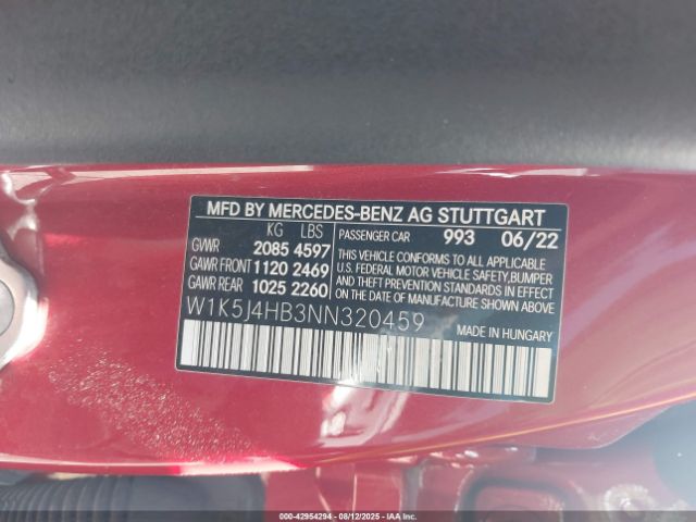 2022 MERCEDES-BENZ CLA 250 COUPE W1K5J4HB3NN320459 Photo 8