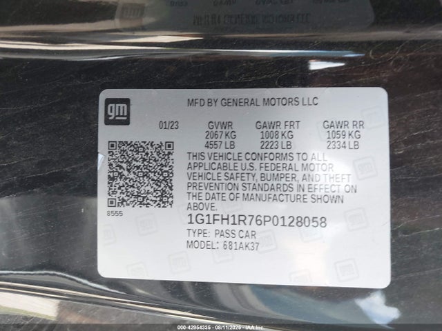 Chevrolet lt1 2023 1G1FH1R76P0128058 Image 9
